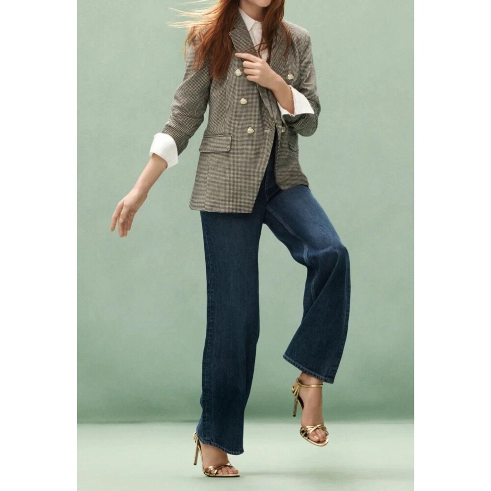 Free Assembly Double Breasted Blazer Preppy Houndstooth Old Money Luxury NWT Med